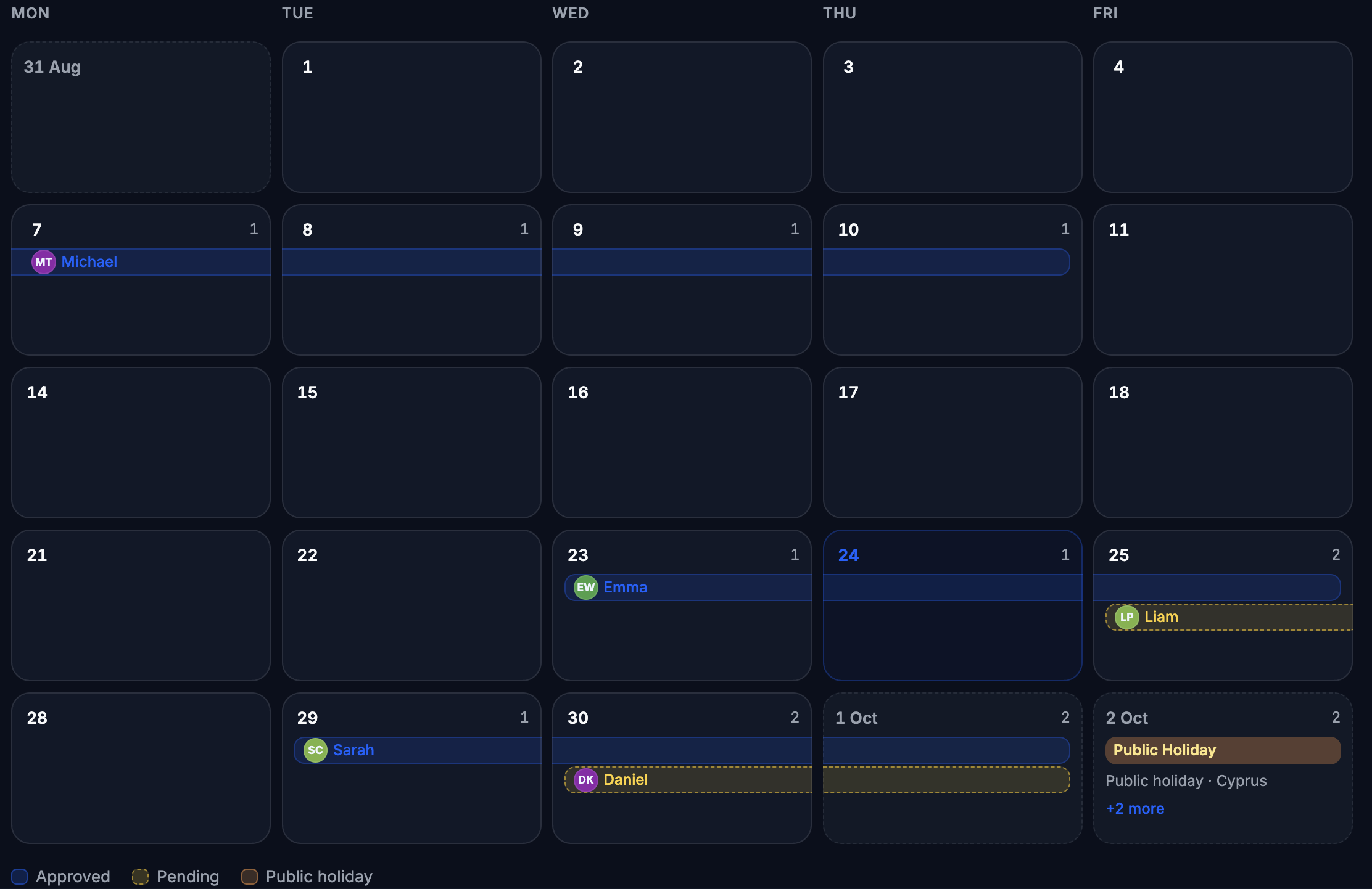 Leave calendar
